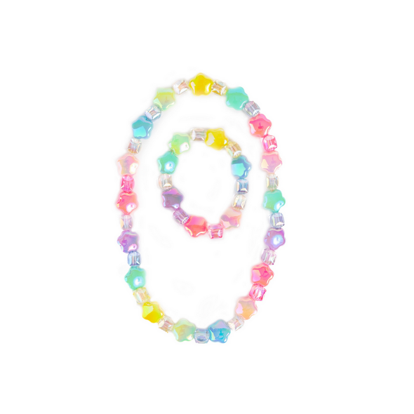 Great Pretenders Wish Upon a Star Rainbow Star Necklace and Bracelet Set, 2pc