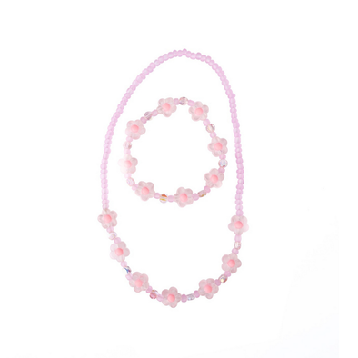 Great Pretenders Pink Crystal Blooms Necklace and Bracelet Set