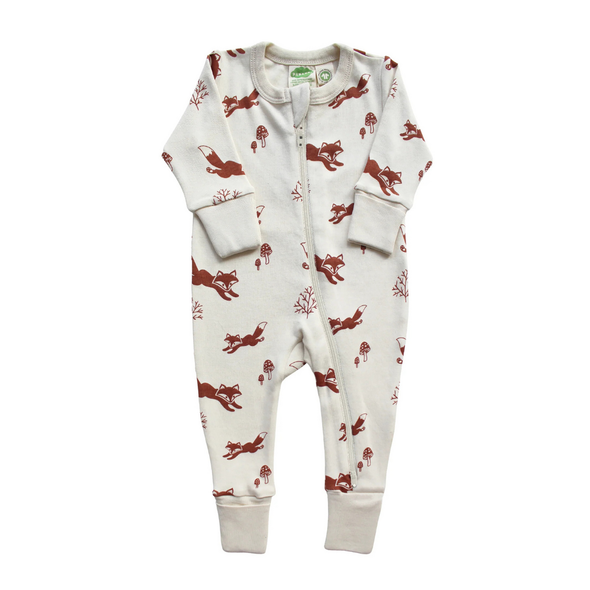 Parade Organics Signature Zip Romper, Foxes
