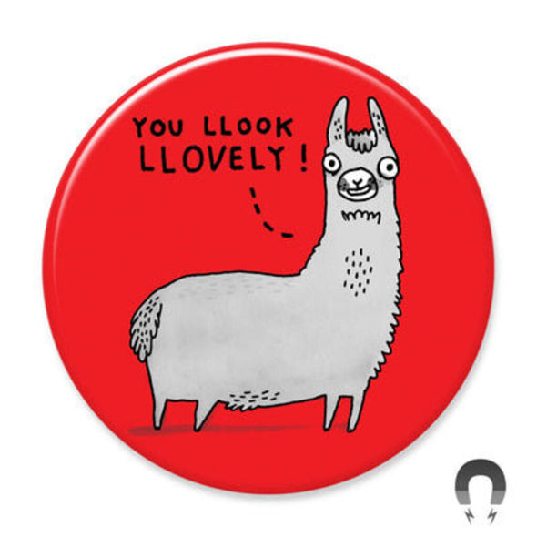 Badge Bomb Magnet, Look Lovely Llama