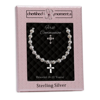 Cherished Moments Sterling Silver First Communion Cross Bracelet