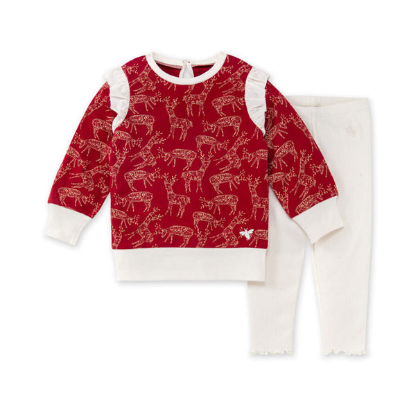 Burts Bees Tunic & Ribbed Legging Set, Festive Reindeer