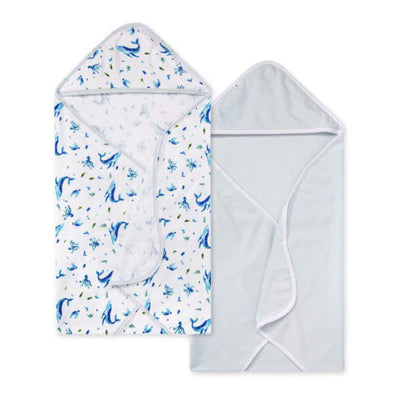 Burt's Bees Set of 2 Hooded Towels, Whale Of A Tale