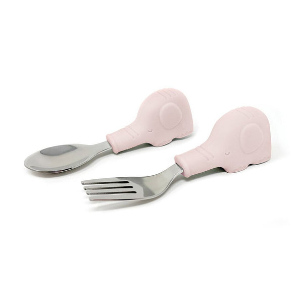 Tiny Twinkle Training Utensils, Pink Elephant