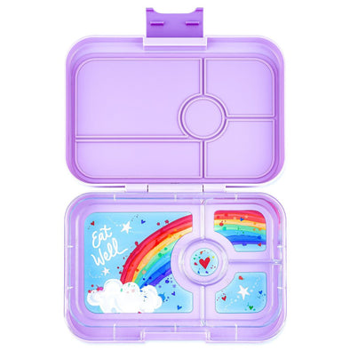 Yumbox Tapas 4 Compartment, Seville Purple with Rainbow Tray