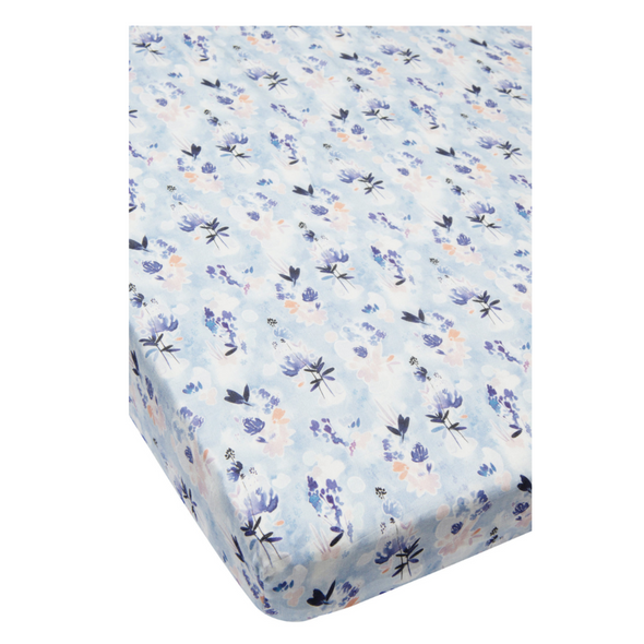 Loulou Lollipop Fitted Crib Sheet, Ink Floral