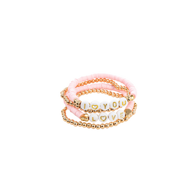 Great Pretenders Pink Love Bracelet 4pc Set