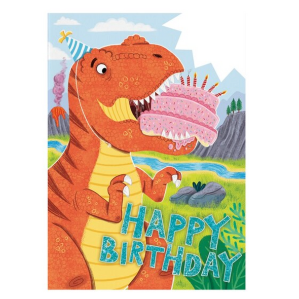 Birthday Card Dino With Cake