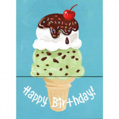 Glitter Ice Cream Happy Birthday Card