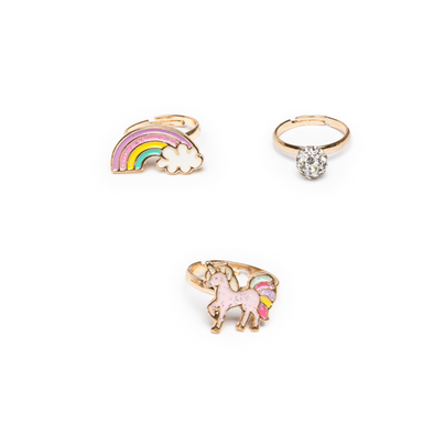 Great Pretenders Boutique Unicorn Rainbow Rings 3pc